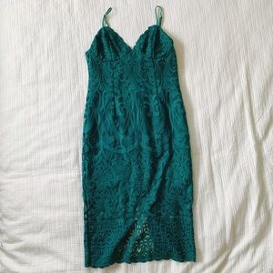 Green Bardot lace dress